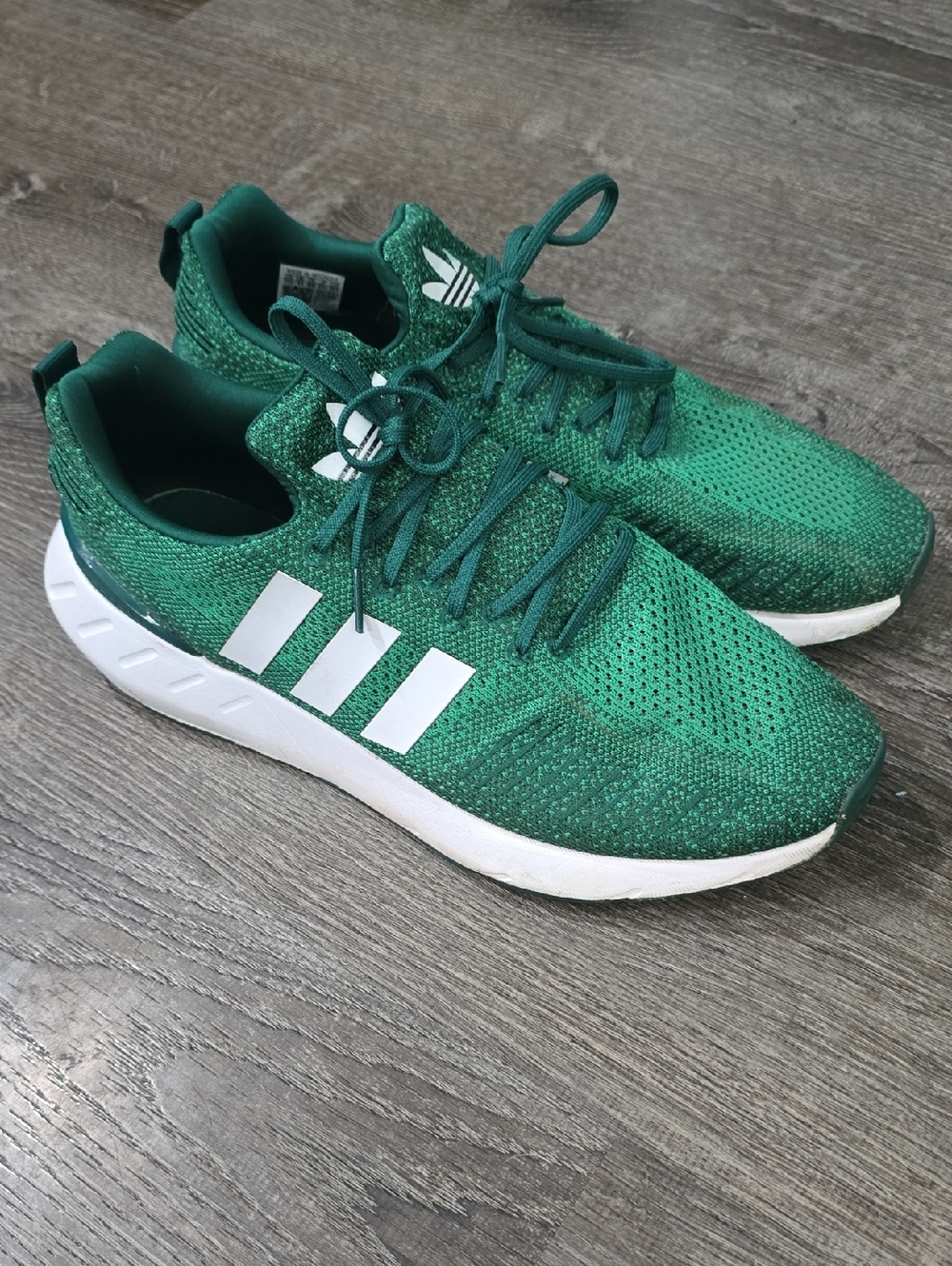 adidas Green Knit Sneakers with White Three Stripes